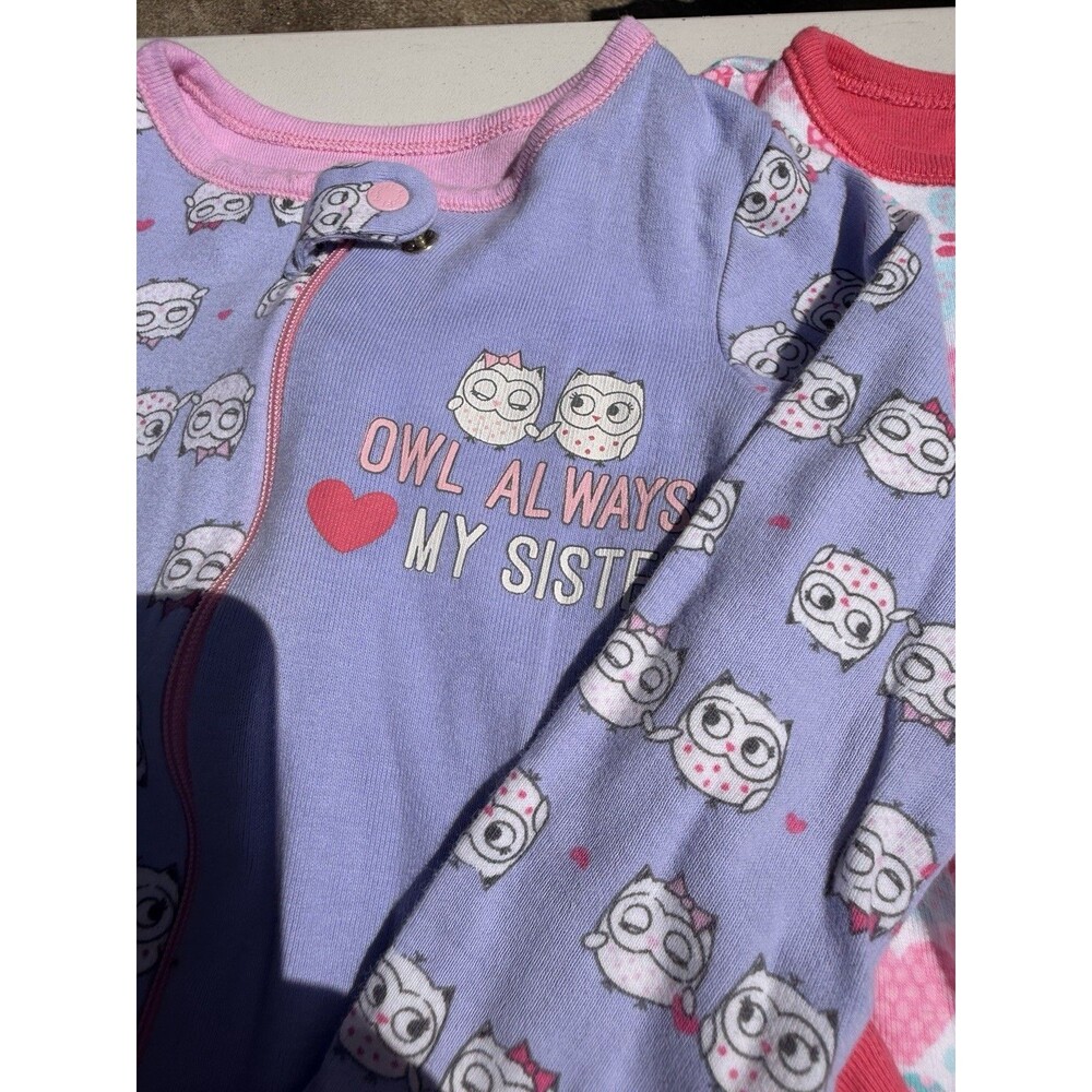 CHILDREN'S PLACE Toddler 3T Footed Pajamas Set Of 2 Pink/Purple Worn Once